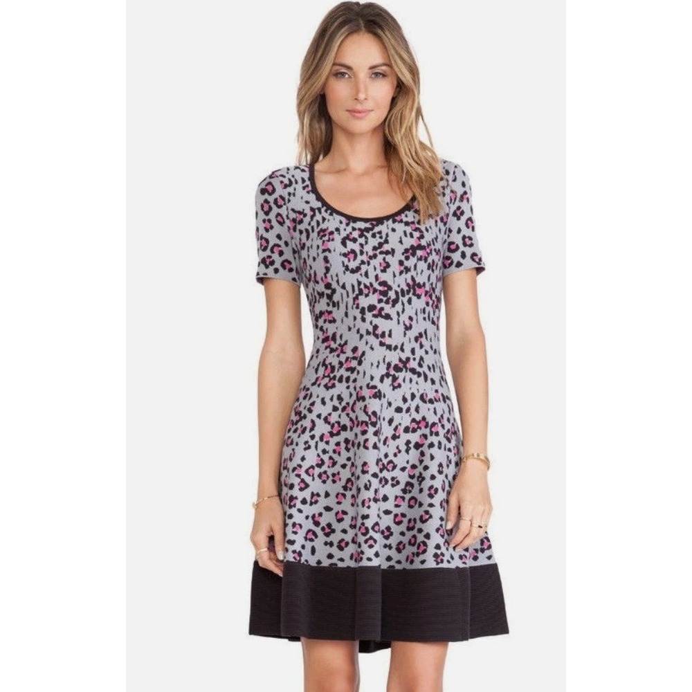 Kate Spade Cyber Cheetah Sweater Dress Women Medium Fit Flare NJMU3961